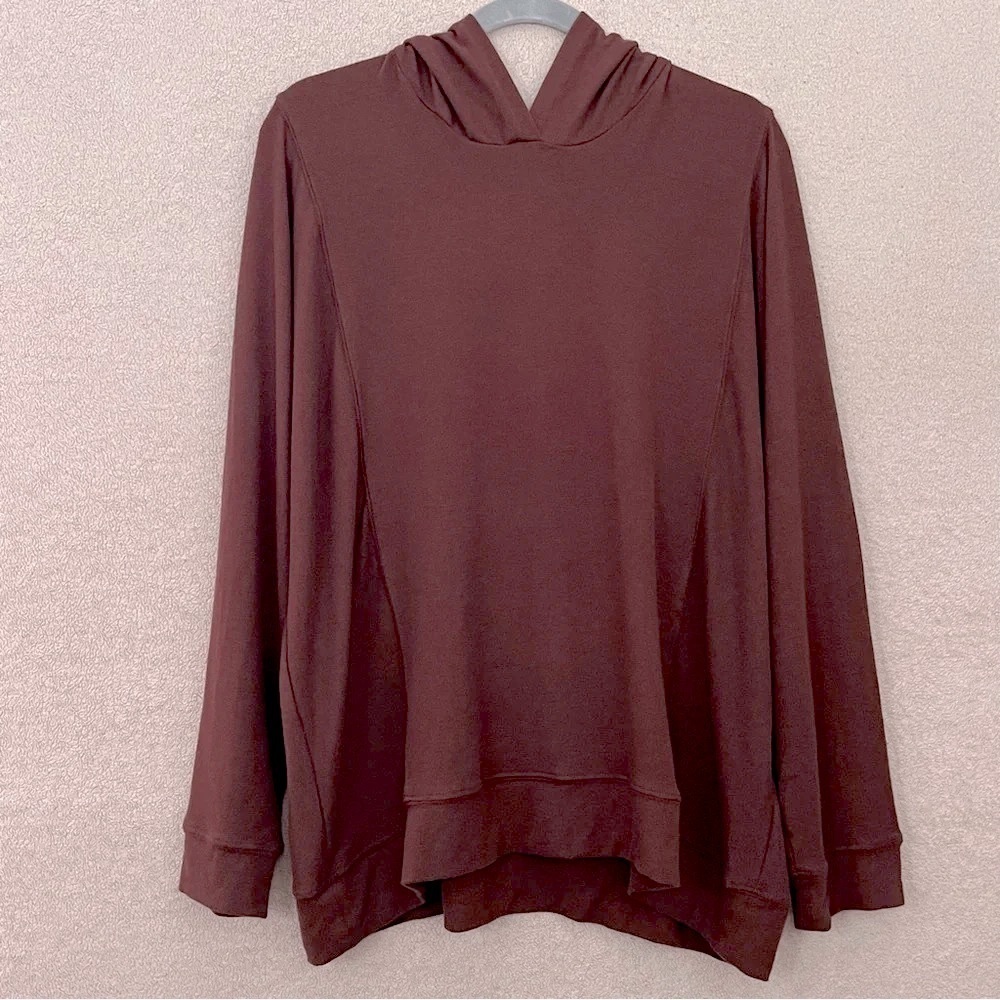 NEW Michael Stars Emmy Hoodie Sweatshirt Pullover Womens 2X Maroon/Burgundy Boho
